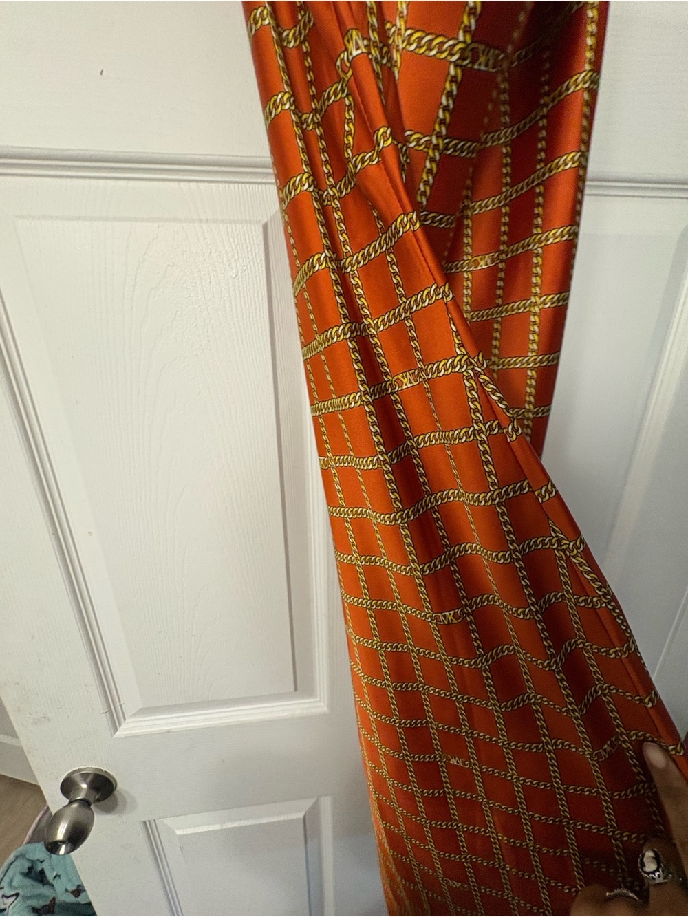 Michael Kors Orange Slip Dress with Gold Chain Print - Picture 4 of 4